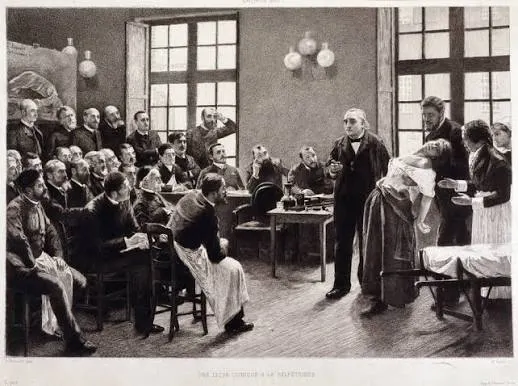 Ο Jean-Martin Charcot διδάσκει στο νοσοκομείο Salpêtrière του Παρισιού, πίνακας του André Brouillet