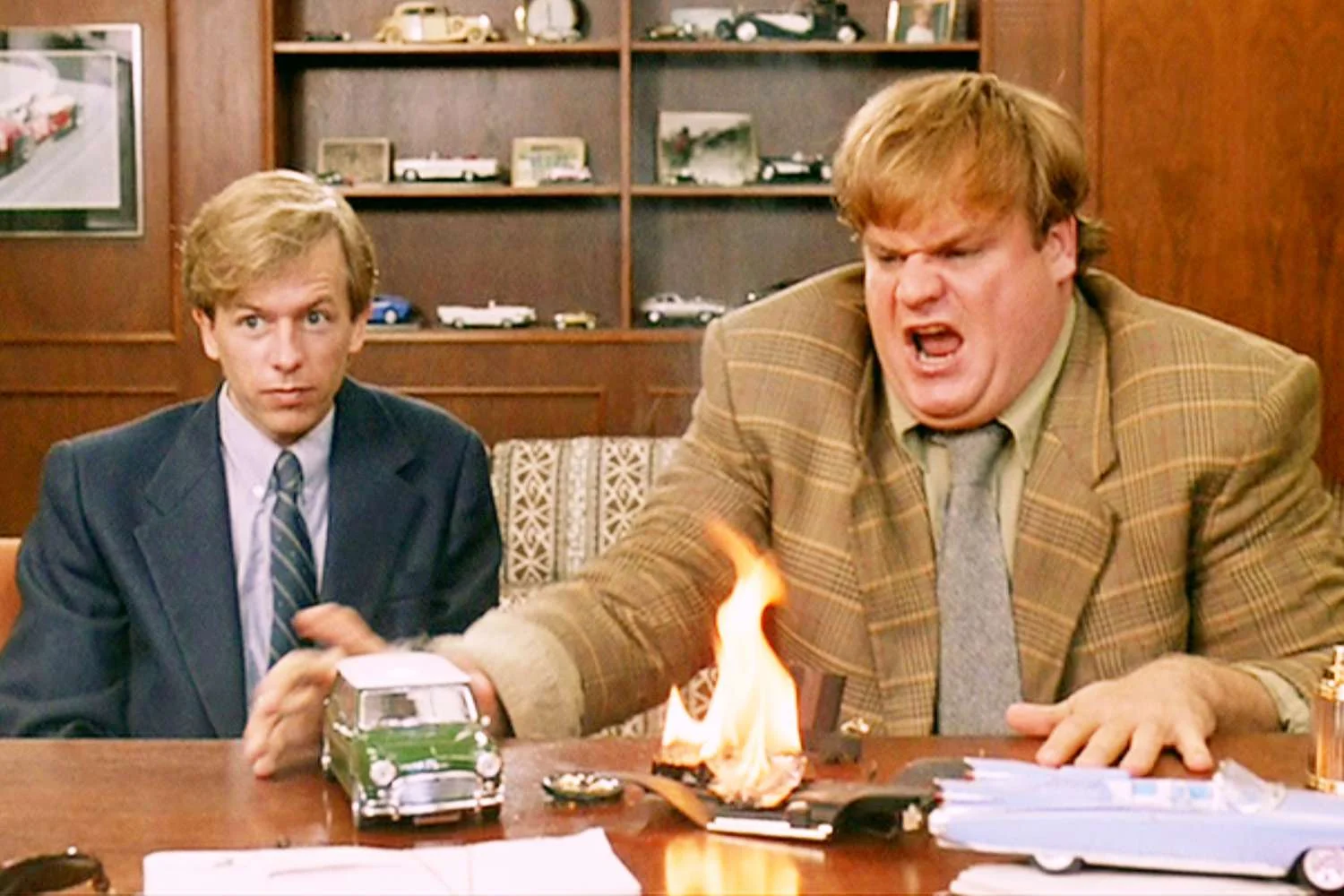 Ο Chris Farley και ο David Spade σε καρέ από την ταινία Tommy Boy του 1995.