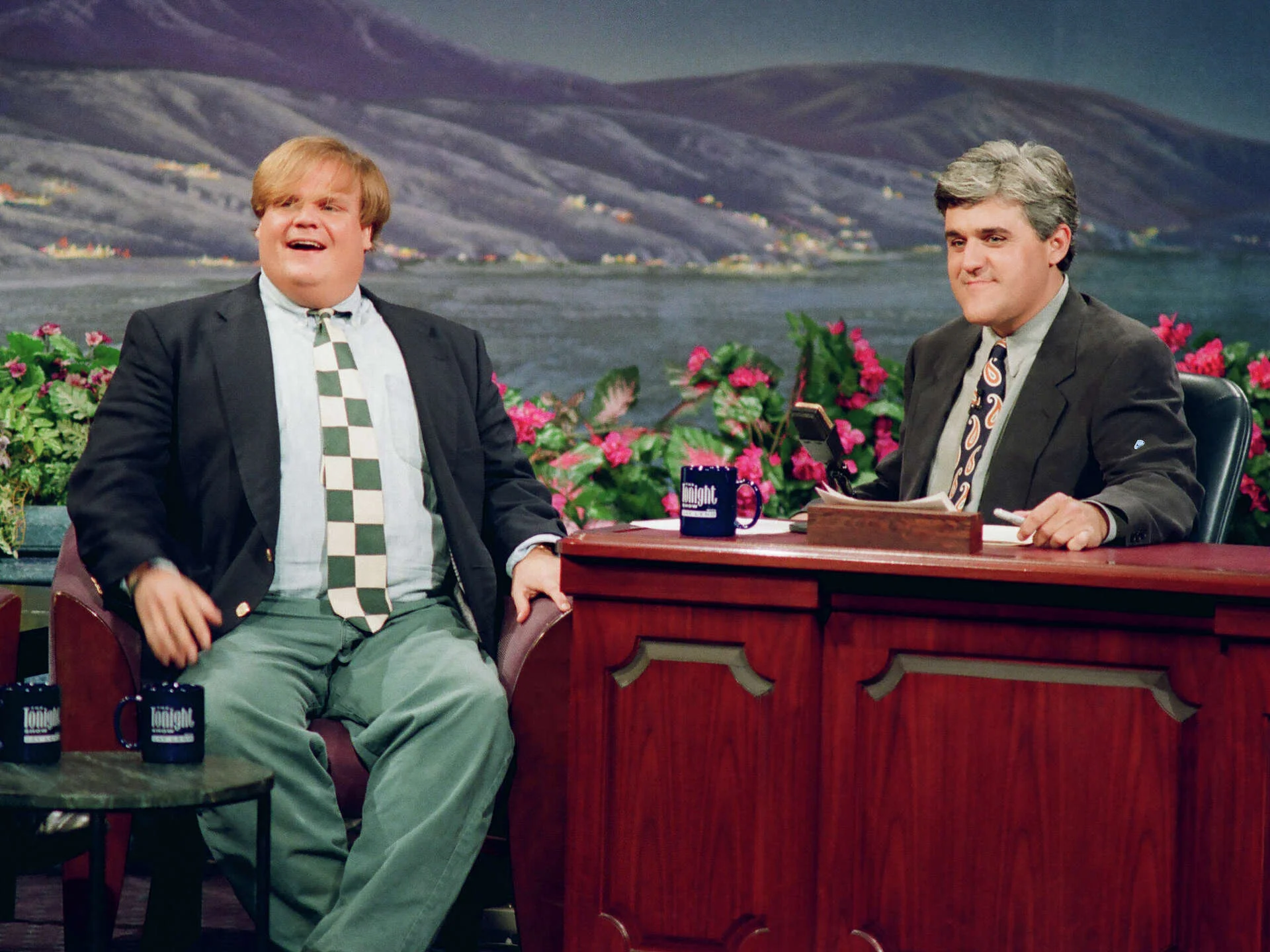 Ο Chris Farley στη συνέντευξή του με τον Jay Leno στο The Tonight Show το 1993.