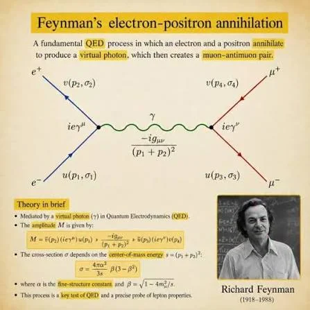 Διάγραμμα Feynman που δείχνει την αλληλεπίδραση ηλεκτρονίου και ποζιτρονίου
