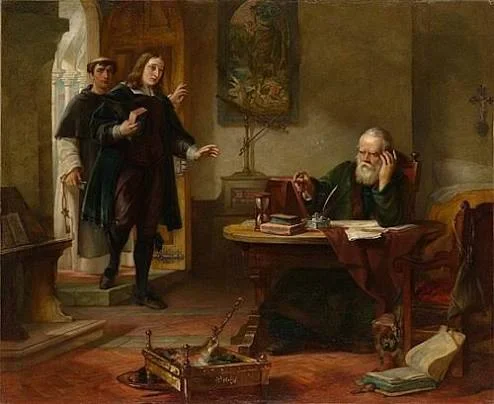 Ο John Milton επισκέπτεται τον Galileo Galilei στο Arcetri, πίνακας του Solomon Alexander Hart