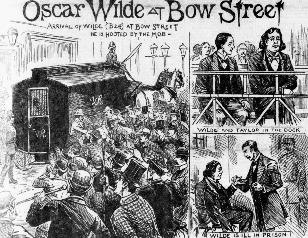 Εικονογράφηση της δικαστικής υπόθεσης Oscar Wilde στην Illustrated Police News