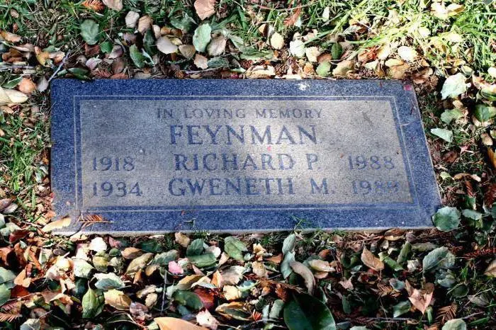 Ο τάφος του Richard Feynman στο Mountain View Cemetery στην Altadena της Καλιφόρνιας
