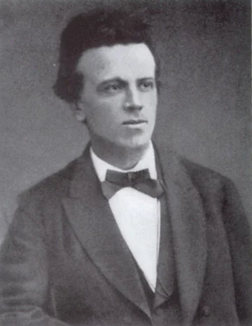 Ασπρόμαυρο πορτρέτο του νεαρού Franz Overbeck, με παπιγιόν και σκούρο σακάκι