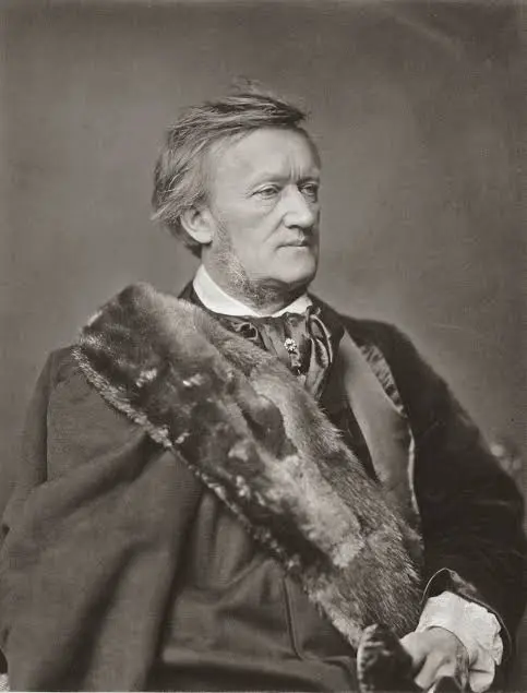 Ασπρόμαυρο πορτρέτο του Richard Wagner με γούνινο γιακά