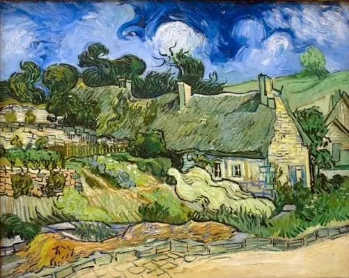 Thatched Cottages at Cordeville, τοπίο του Vincent van Gogh από την τελευταία περίοδό του στο Auvers-sur-Oise το 1890